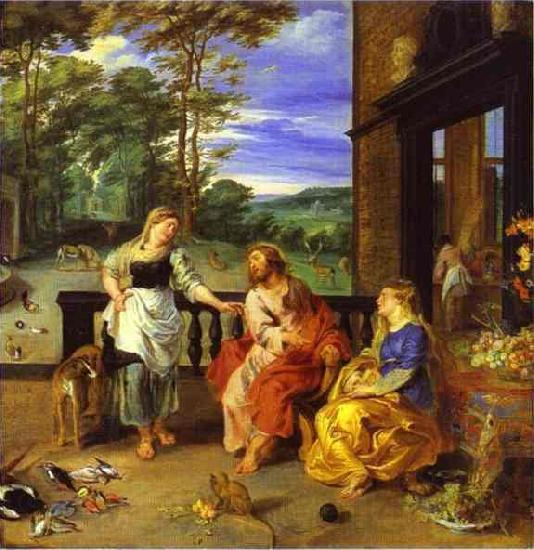 Peter Paul Rubens Christ in the House of Martha and Mary 1628 Jan Bruegel the Younger and Peter Paul Rubens France oil painting art